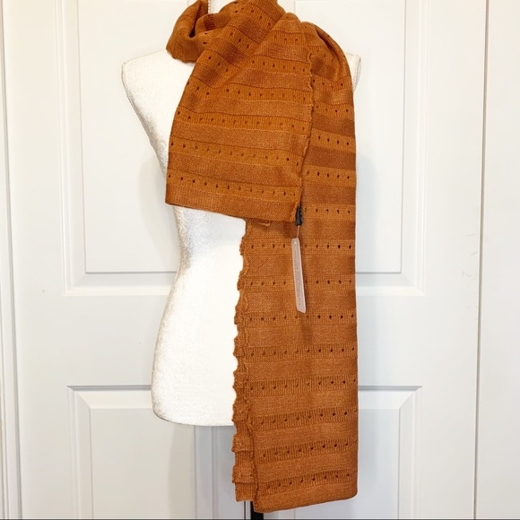 Zazou Luxe Autumn Eyelet Knit Scarf Cinnamon NWT - Picture 9 of 9